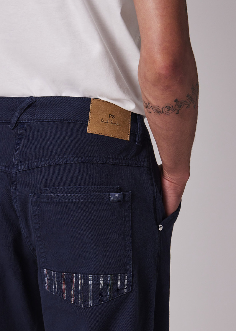 Relaxed-Fit Navy Garment-Dyed Jeans 5