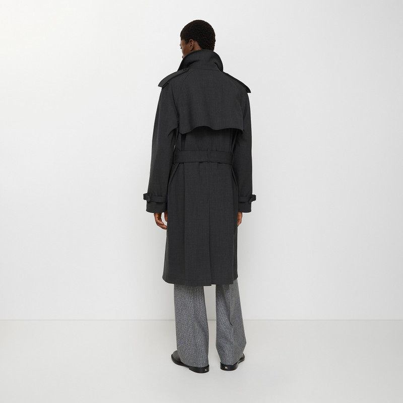 Long Bonded Stretch Wool Trench Coat 4