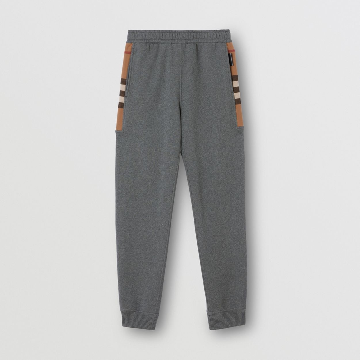 Check Panel Cotton Blend Jogging Pants - 1