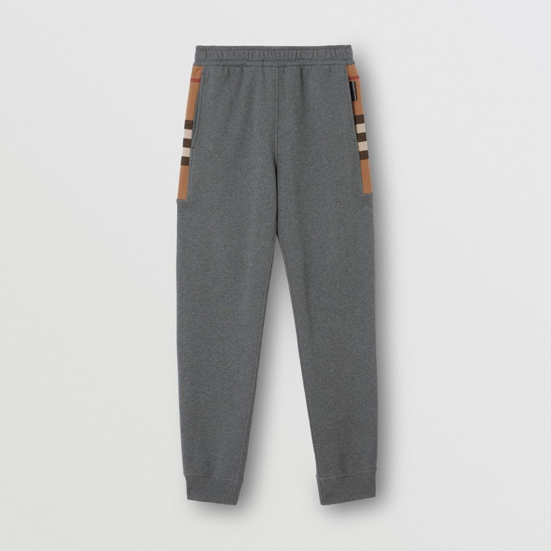 Check Panel Cotton Blend Jogging Pants 1