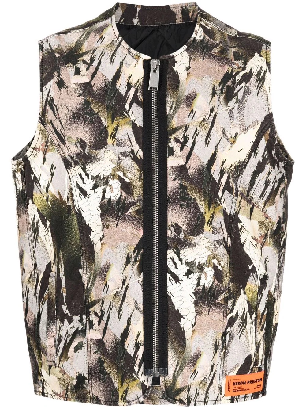 camouflage-print zipped gilet - 1