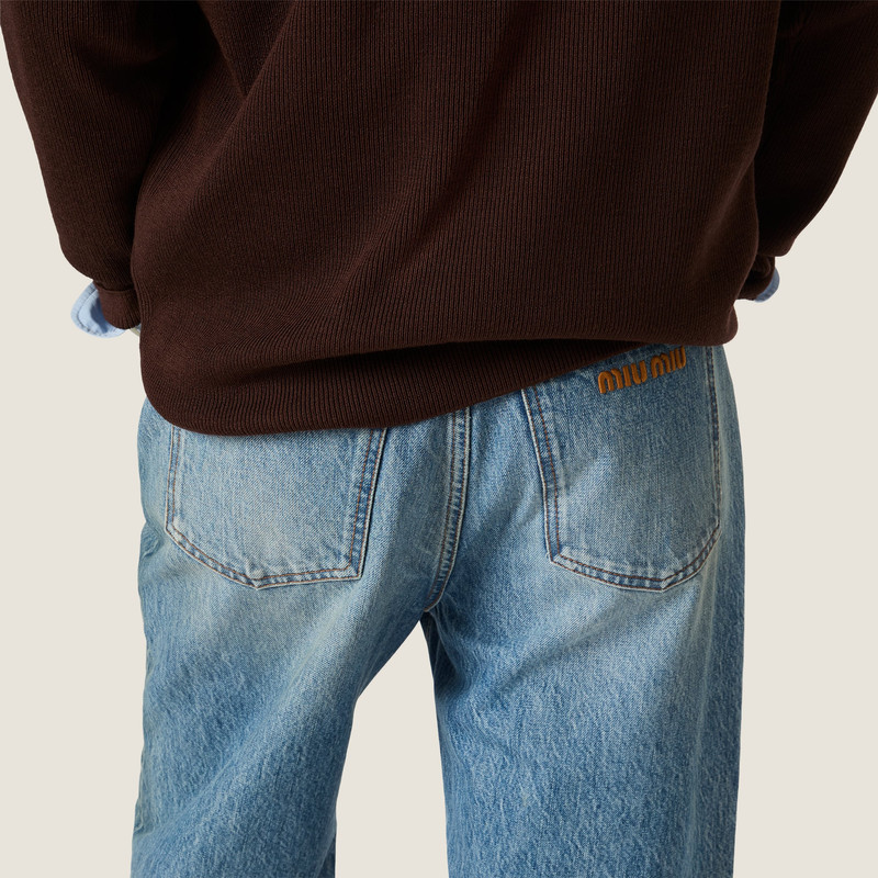 Five-pocket washed denim jeans 5