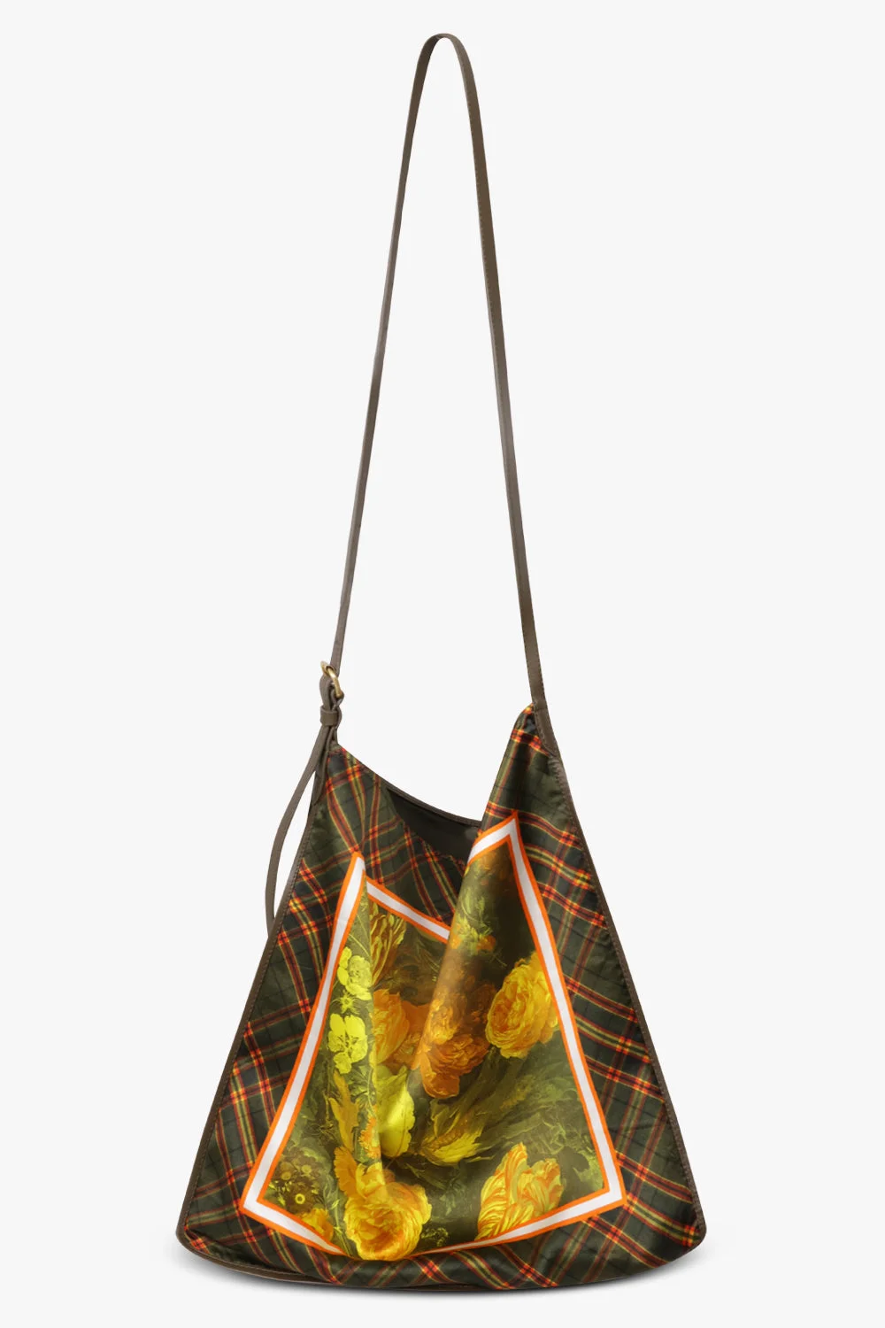 SCARF PRINT LARGE SHOULDER BAG | YELLOW - 1