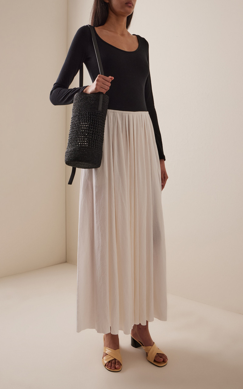 KHAITE Carlotta Gathered Maxi Dress black/white outlook
