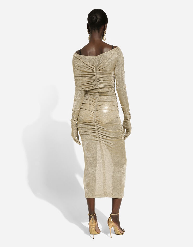 Lurex mesh calf-length skirt - 4