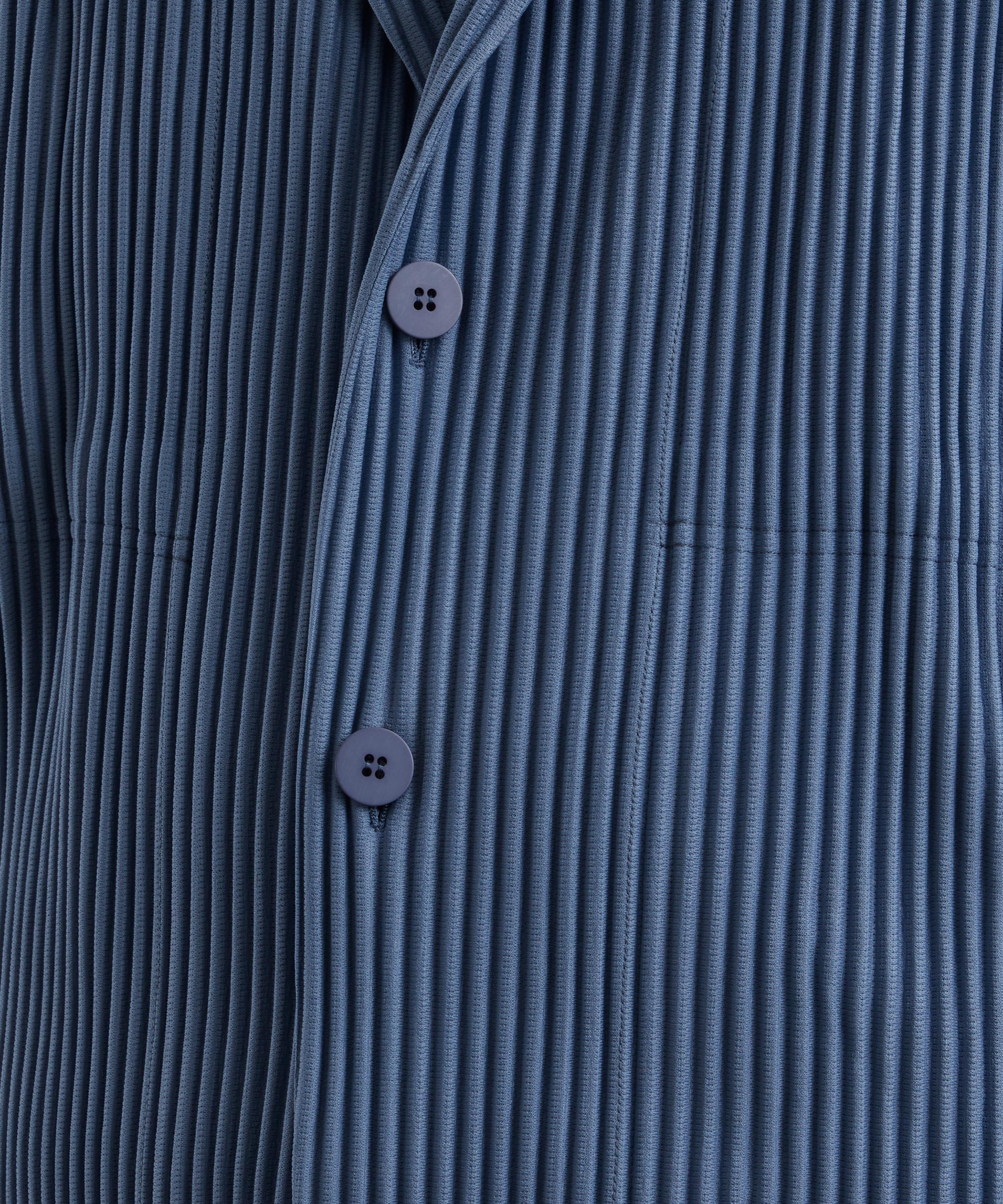 TAILORED PLEATS 1 Blue Grey Pleated Jacket - 5