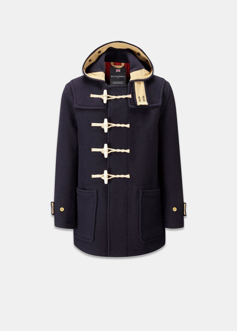 Men's Mid-Length Monty Duffle Coat with Union Jack Lining Navy 1