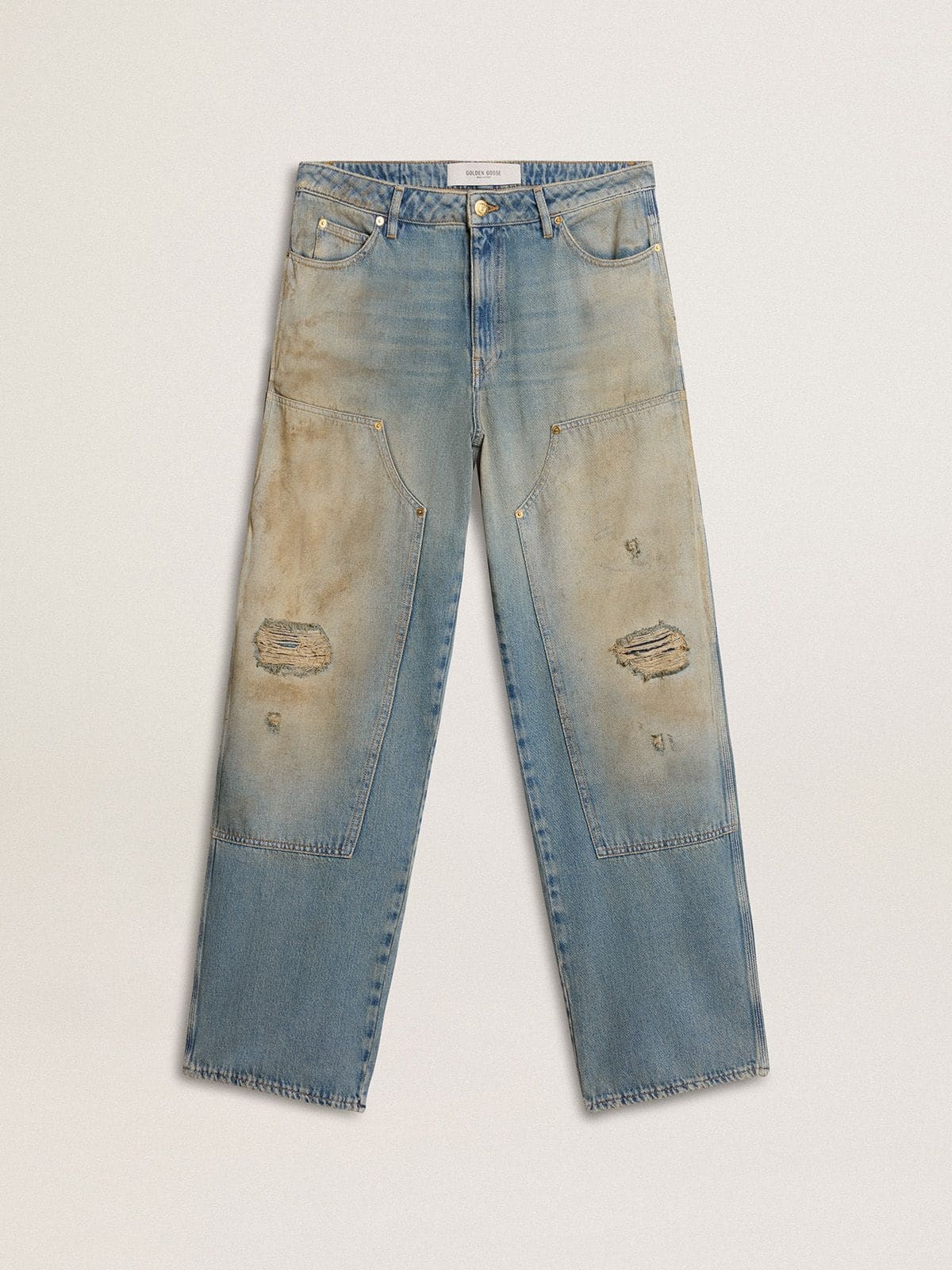 Men's distressed sand-washed jeans - 1