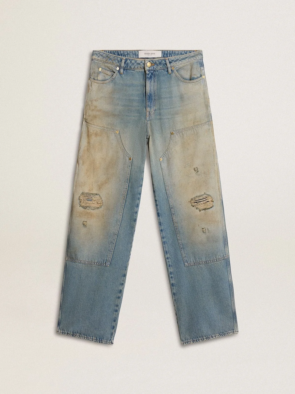 Men's distressed sand-washed jeans - 1