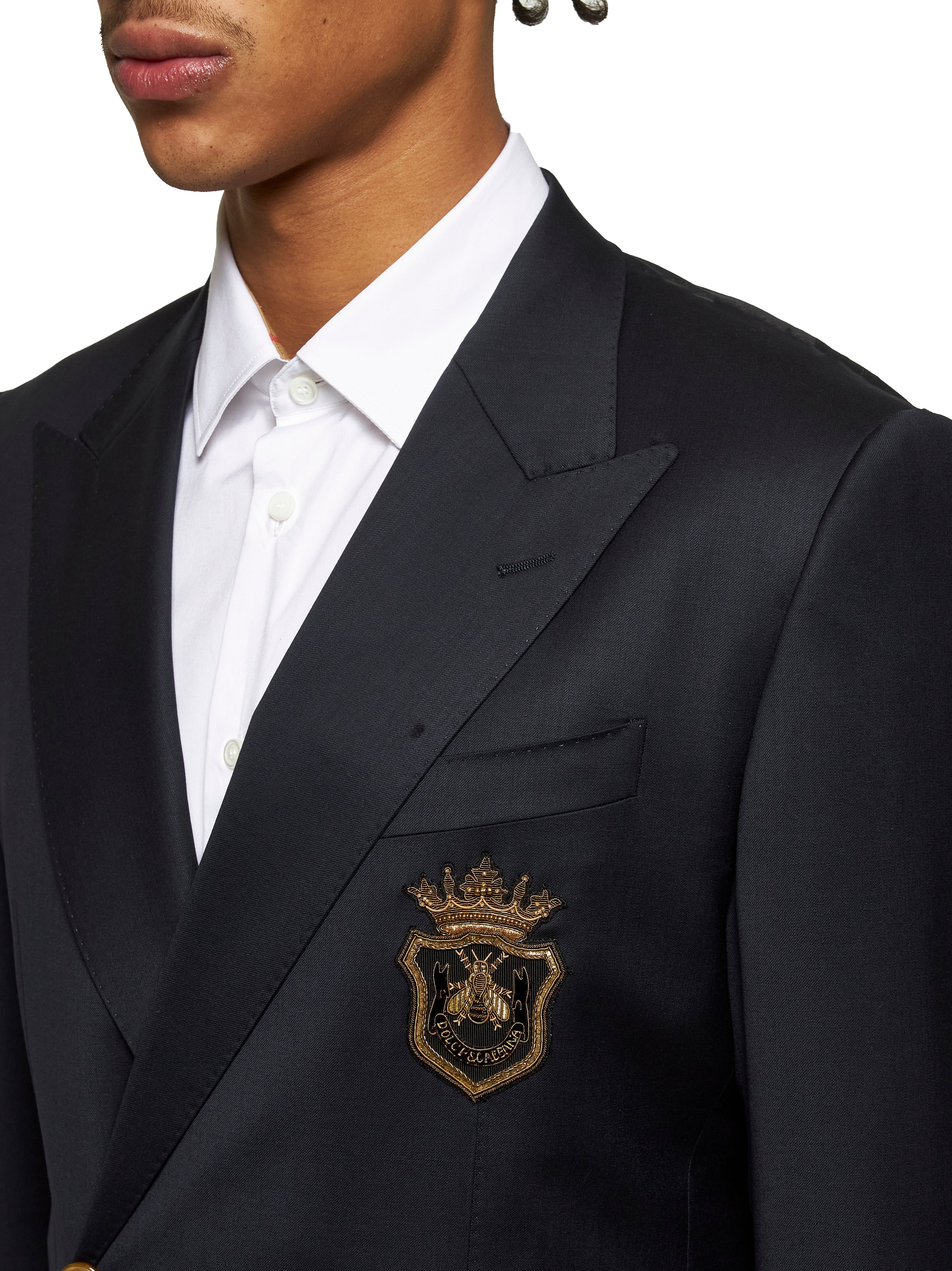 Blue wool double-breasted blazer - 5