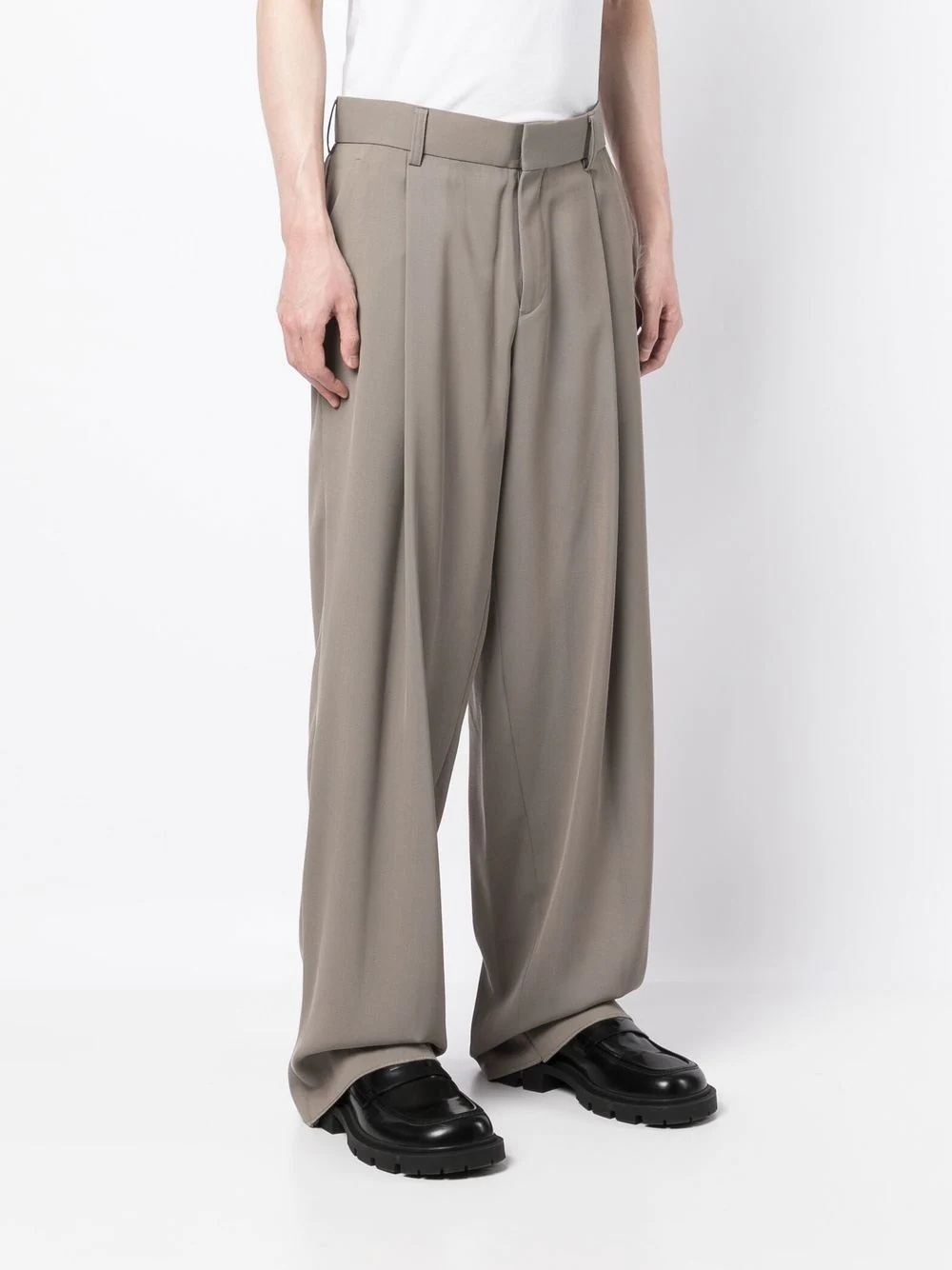 pleat-detailing wide-leg trousers - 3