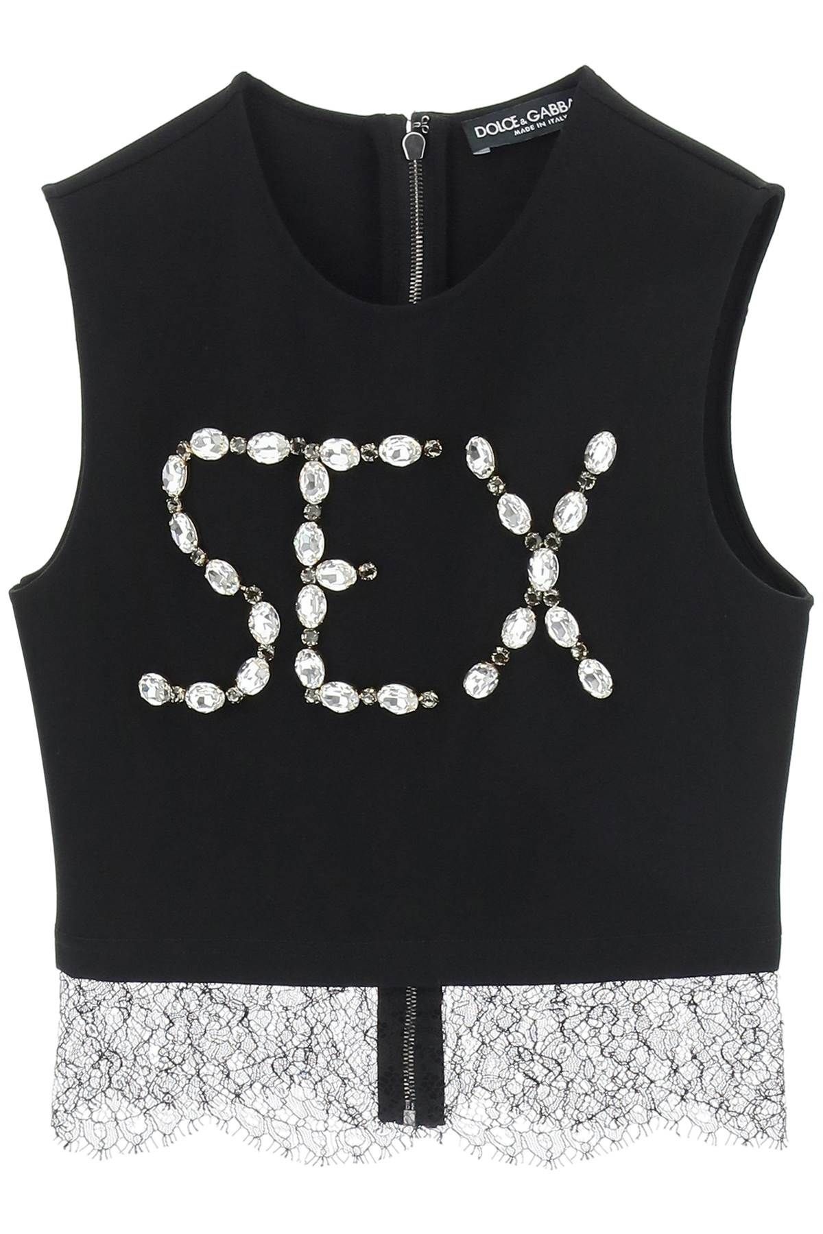 'SEX' CROPPED TOP WITH CRYSTALS - 1