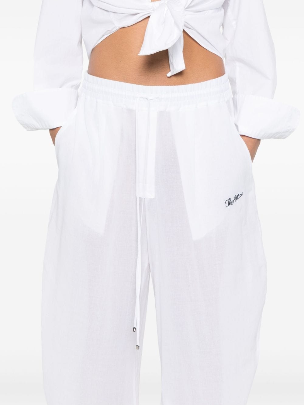 logo-embroidered cotton trousers - 5