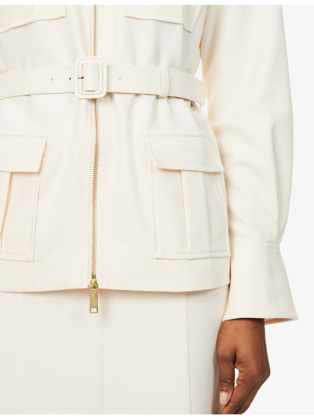 Belted Detachable-Skirt Woven Midi Dress - 5