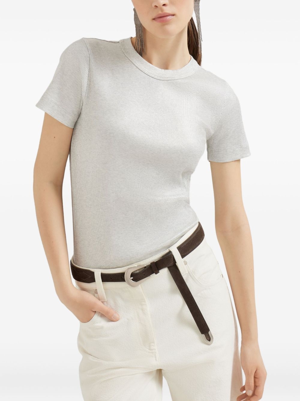 ribbed sparkling T-shirt - 3