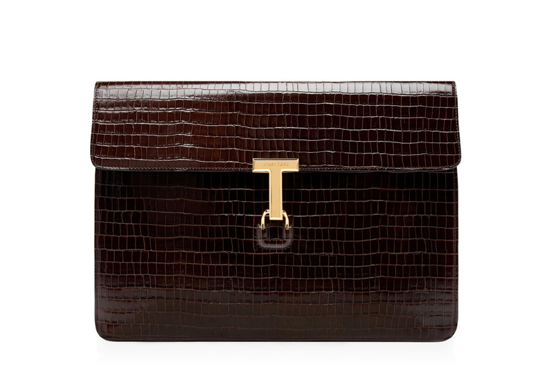 GLOSSY PRINTED CROC T PIN PORTFOLIO 1