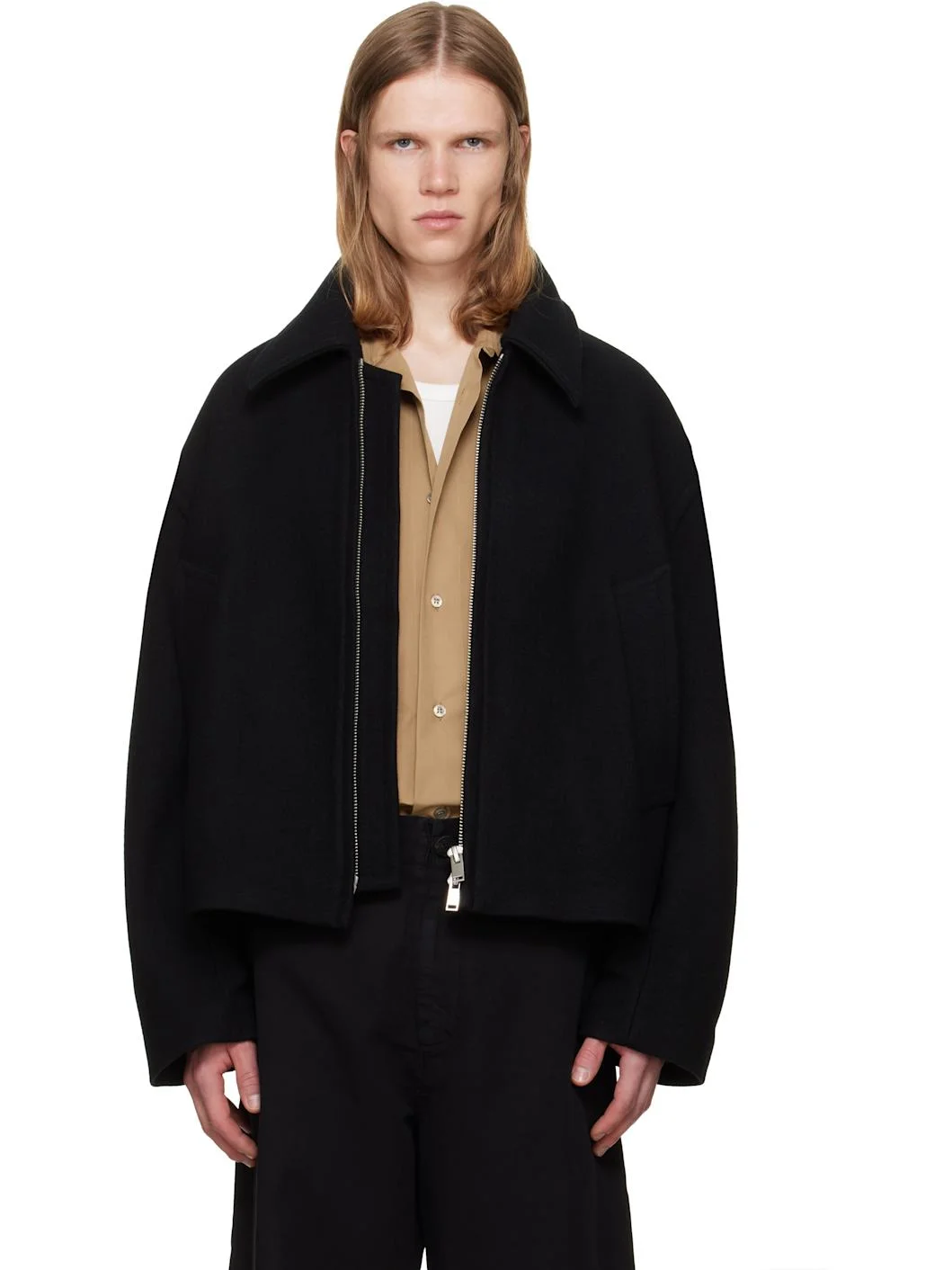 Black Short Zip Up Jacket - 1