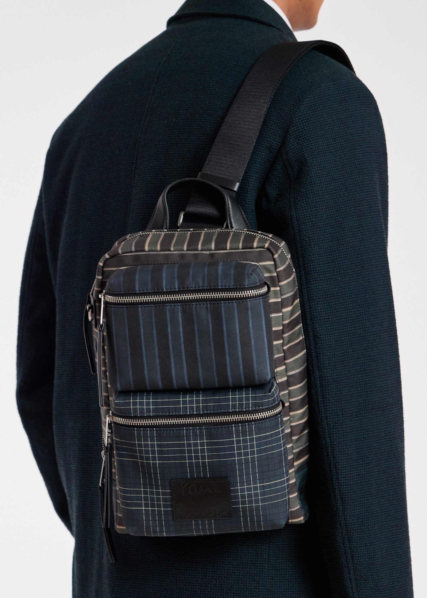 Multicolour Mixed Check and Stripe Sling Bag - 8