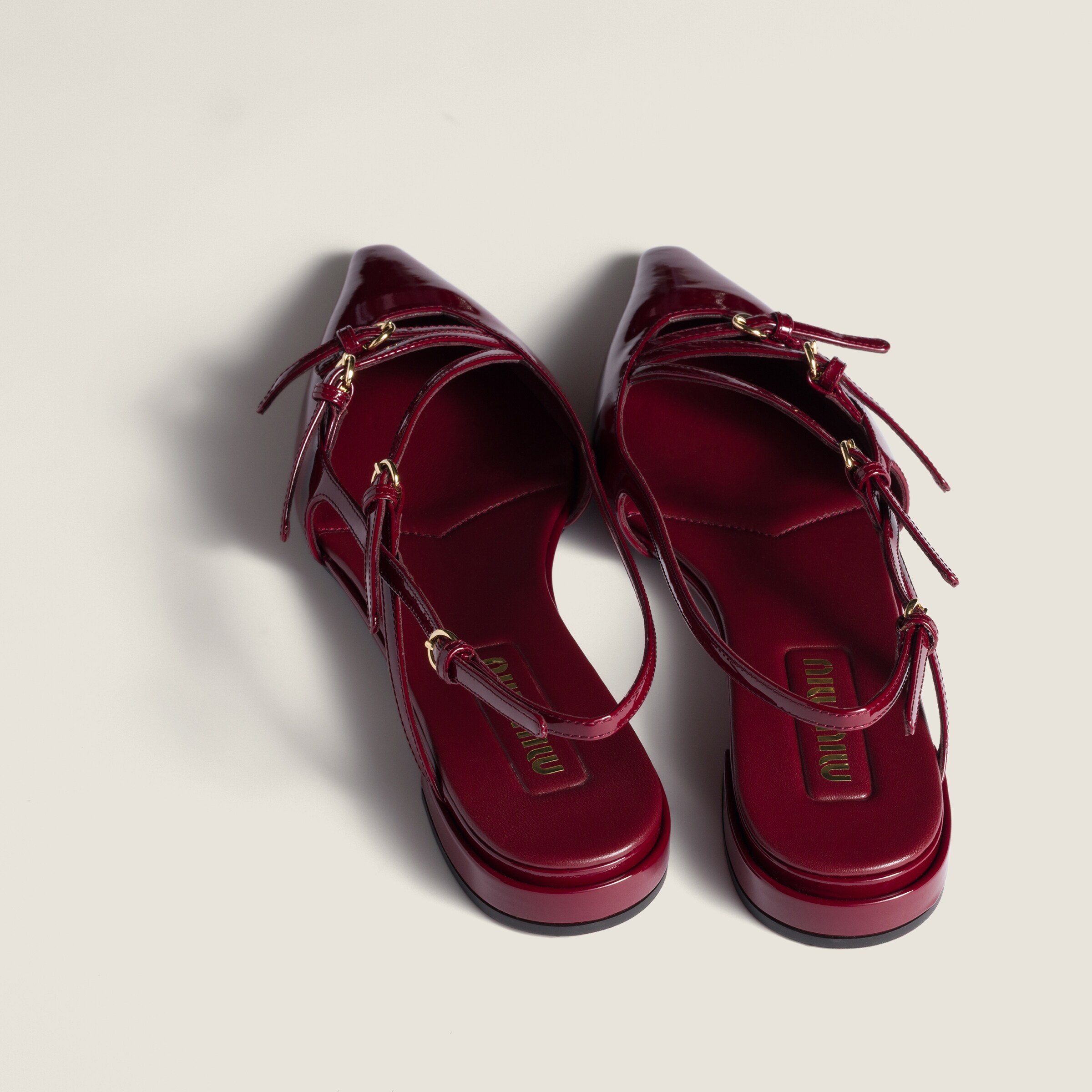 Patent leather slingback ballerinas with buckles - 3
