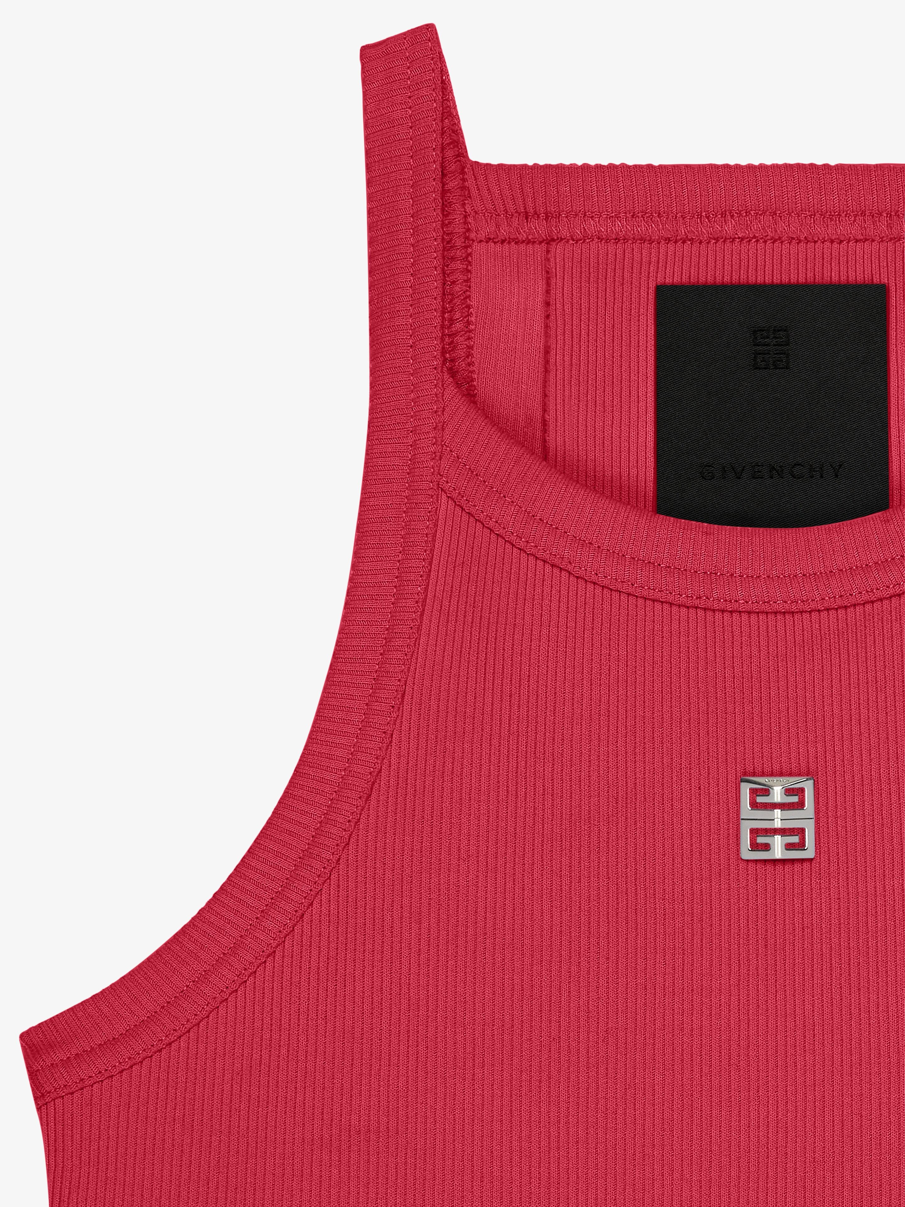 CROPPED TANK TOP IN COTTON WITH 4G DETAIL - 2