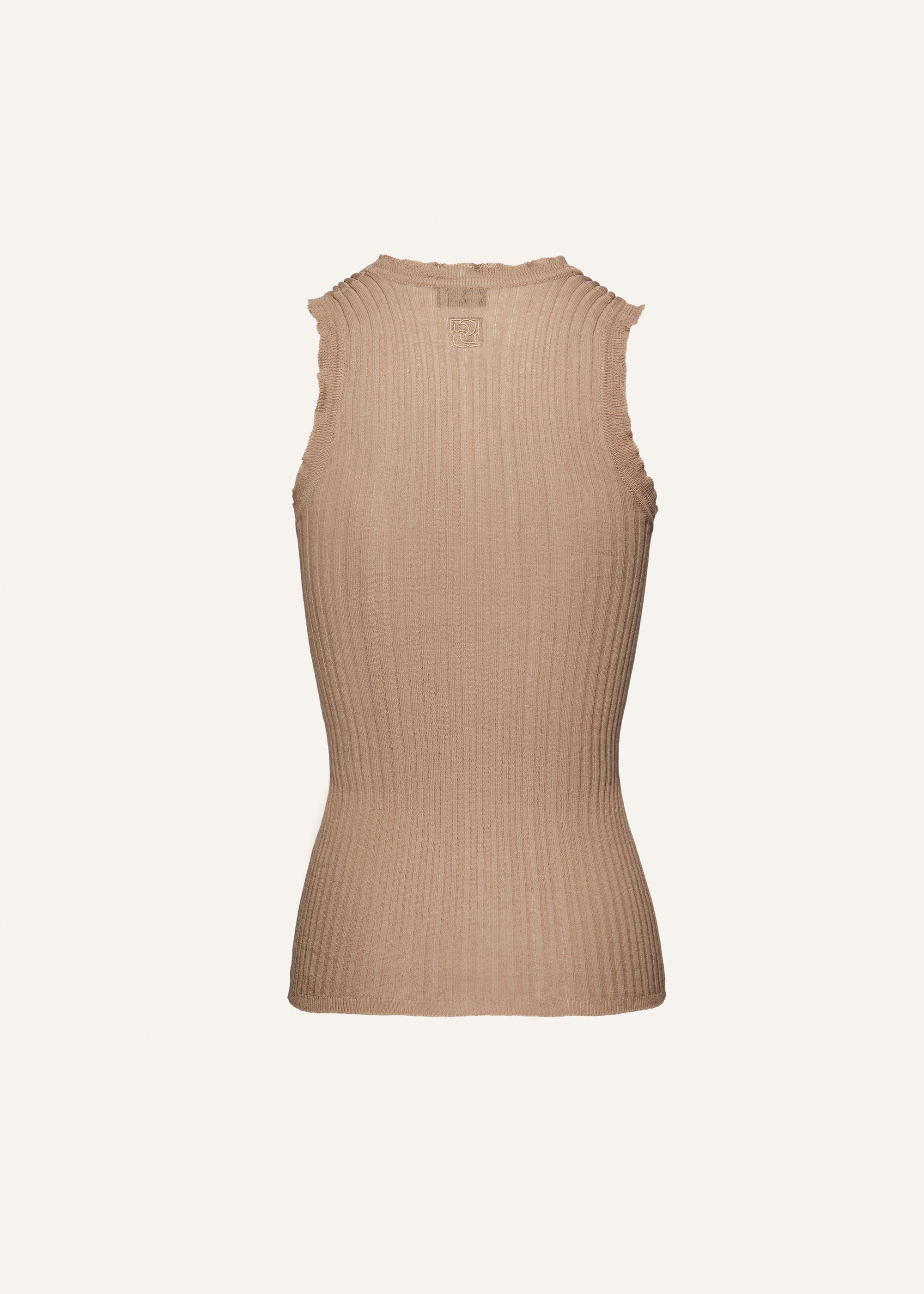 Rib stitch knitwear tank in brown - 2