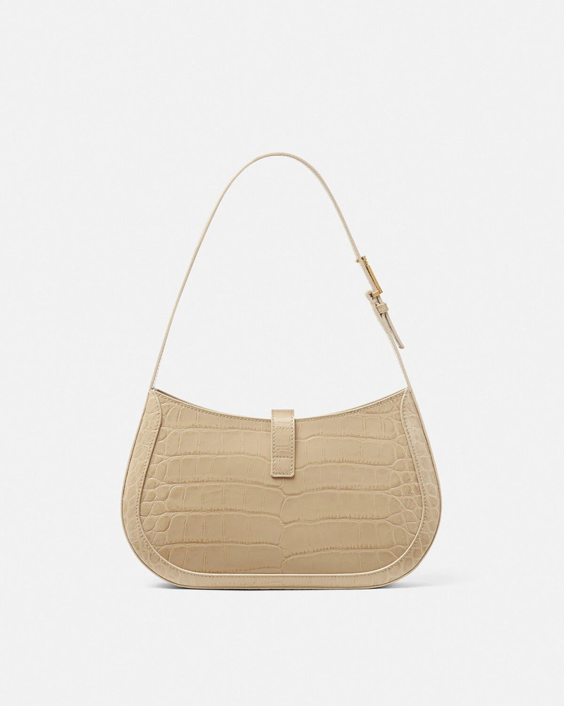 Croc-Effect Greca Goddess Hobo Bag 6