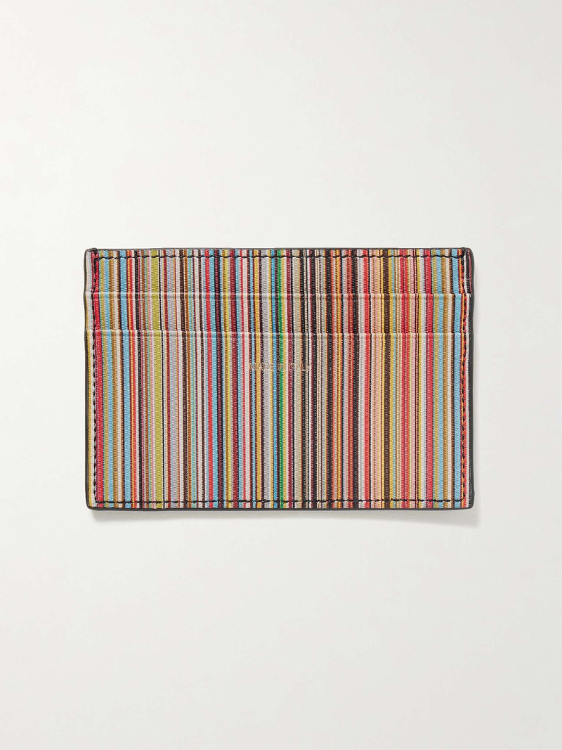 Striped Leather Cardholder - 1