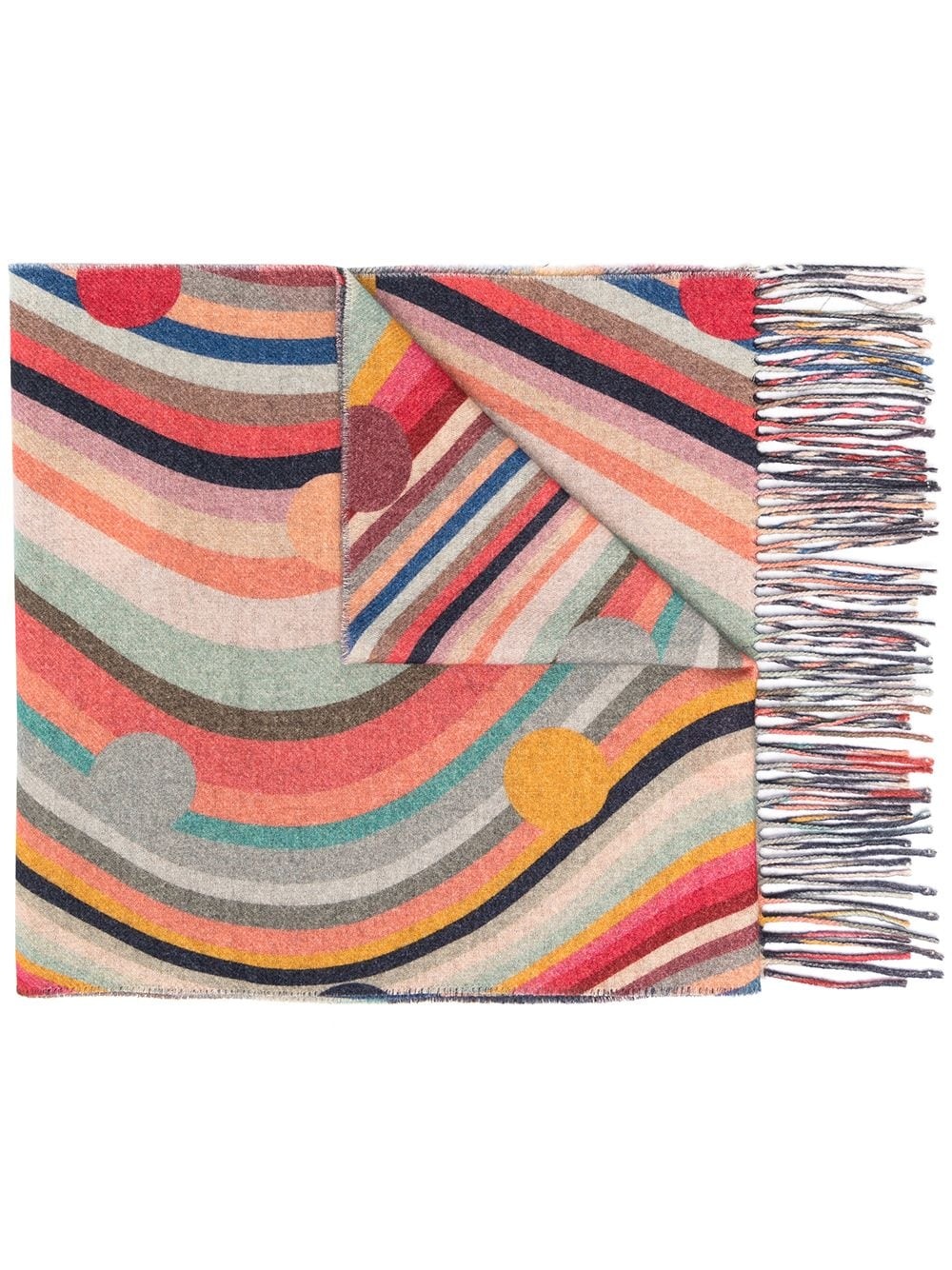 rainbow-stripe fringe scarf - 1