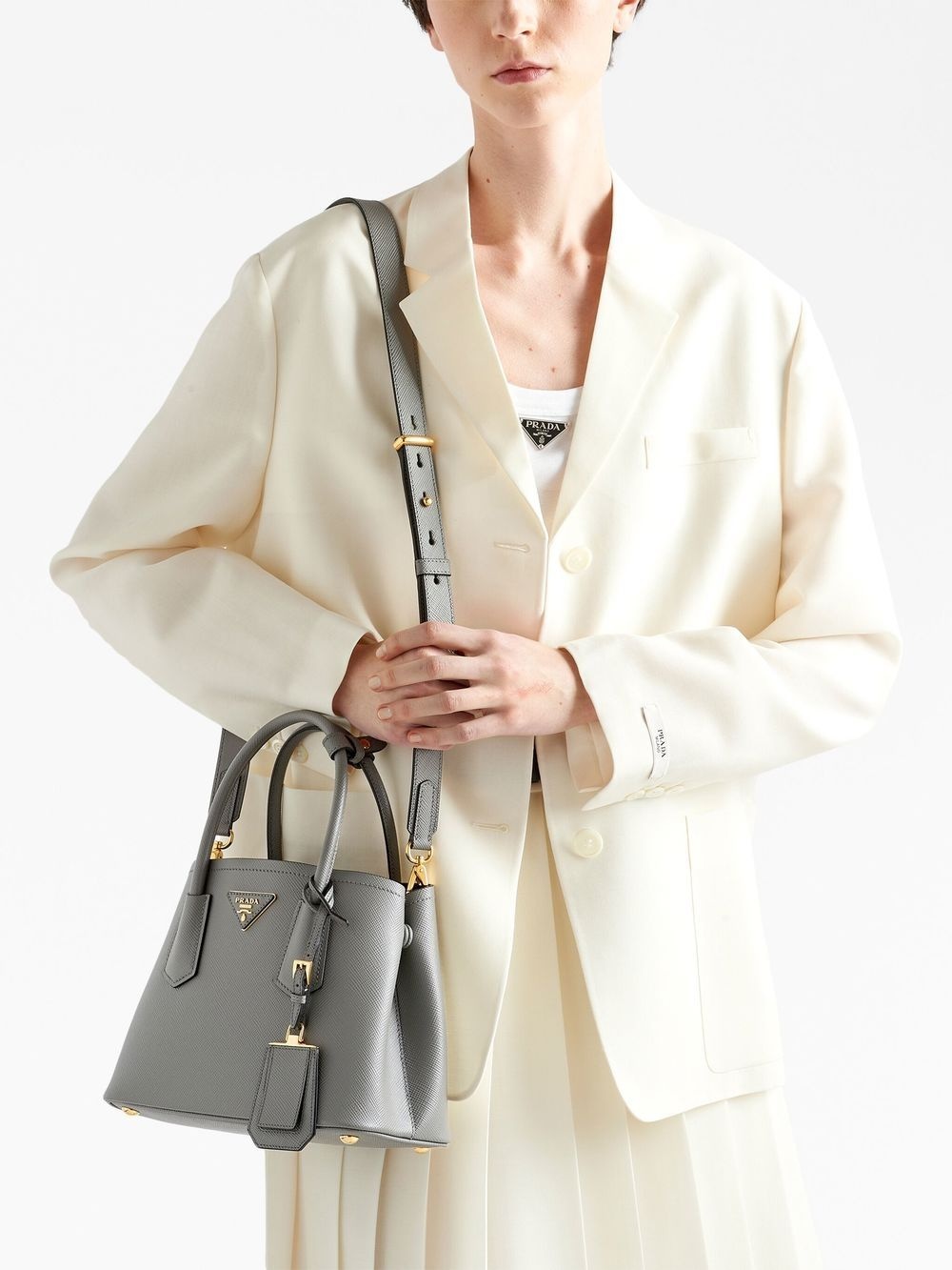 Double Saffiano leather tote bag - 7