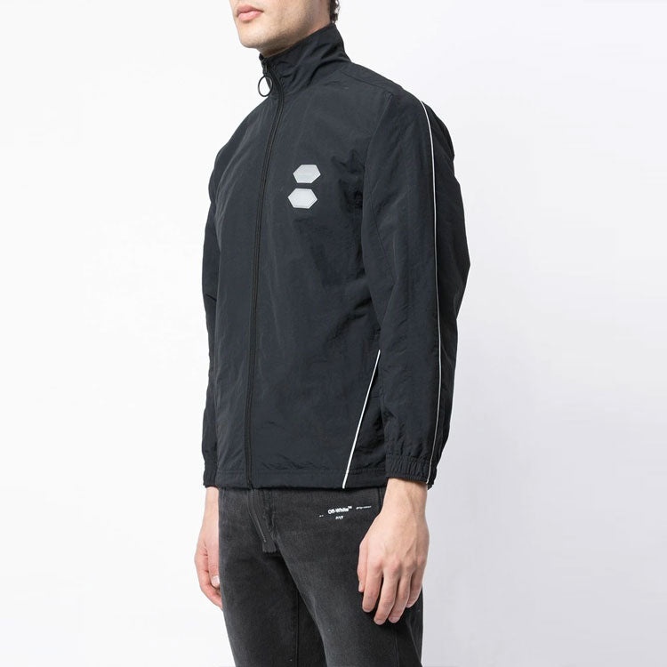 Off-White Solid Color Stand Collar Zipper Jacket Slim Fit Version Black OMBD010R19C010211000 - 3