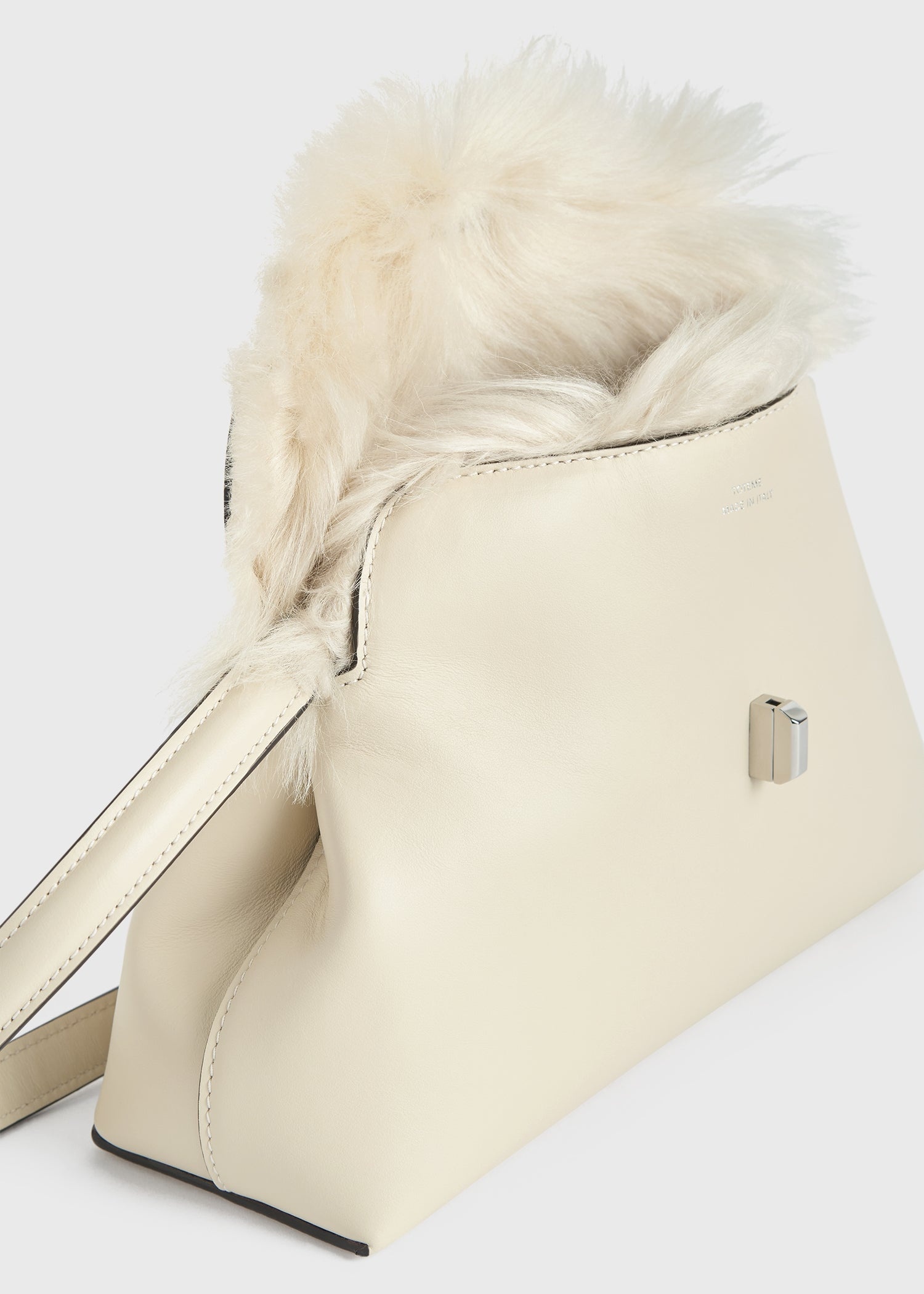Shearling T-Lock clutch ecru - 8