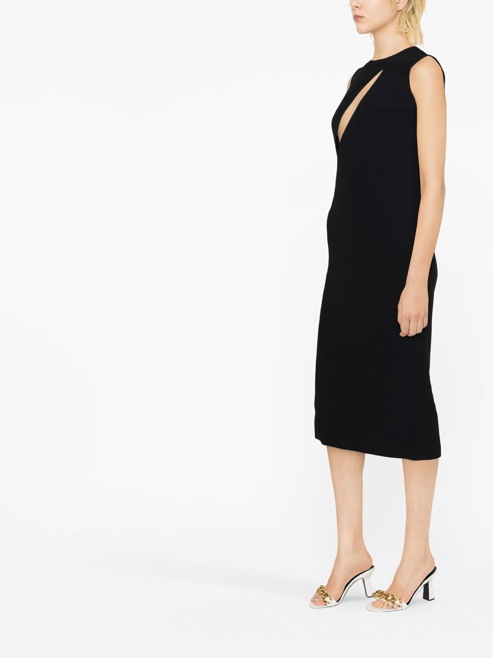 cut-out sleeveless midi dress - 3