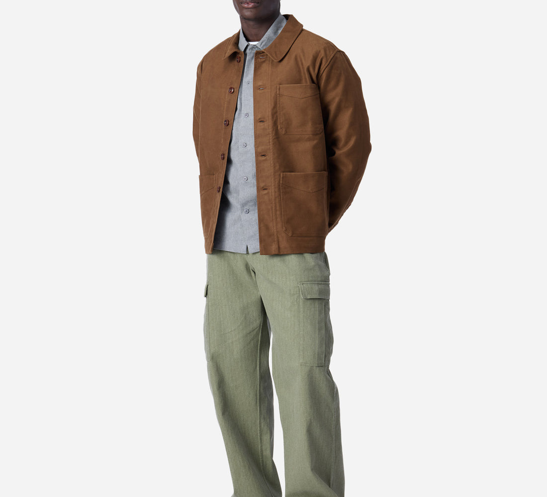 French Work Jacket - Brown Moleskin - 3