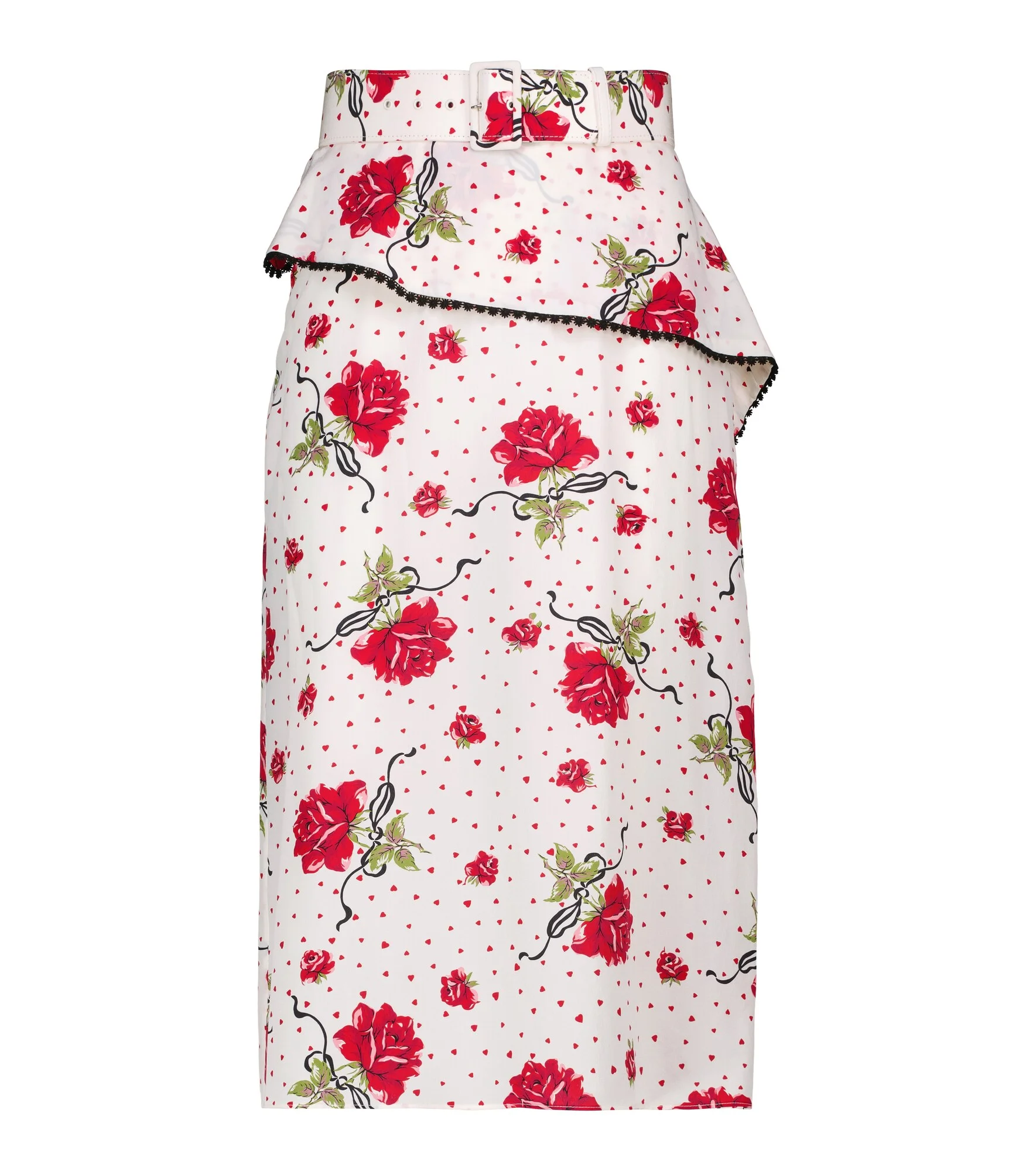 High-rise floral silk crêpe midi skirt - 1