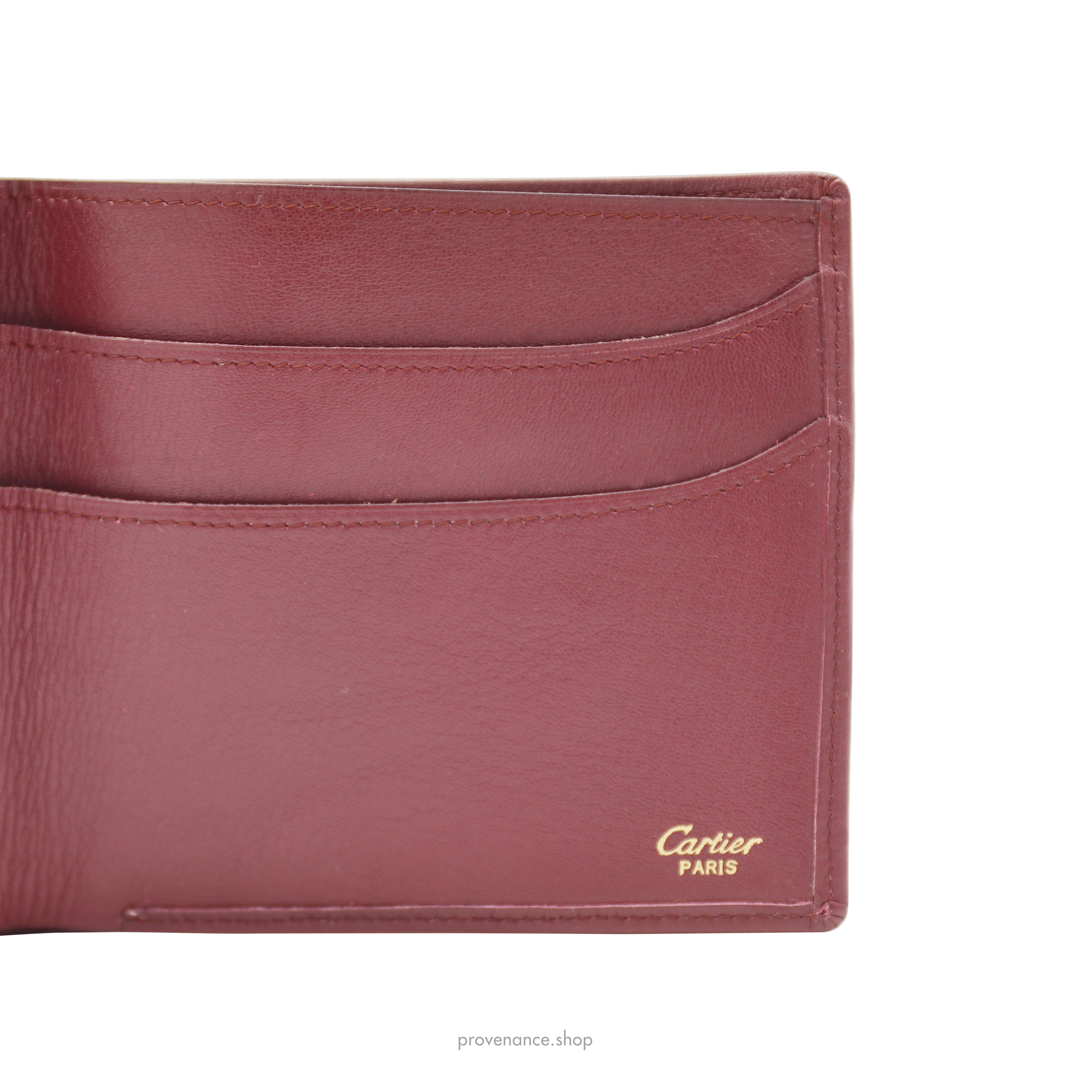 Cartier Bifold Wallet - Burgundy Calfskin Leather - 6