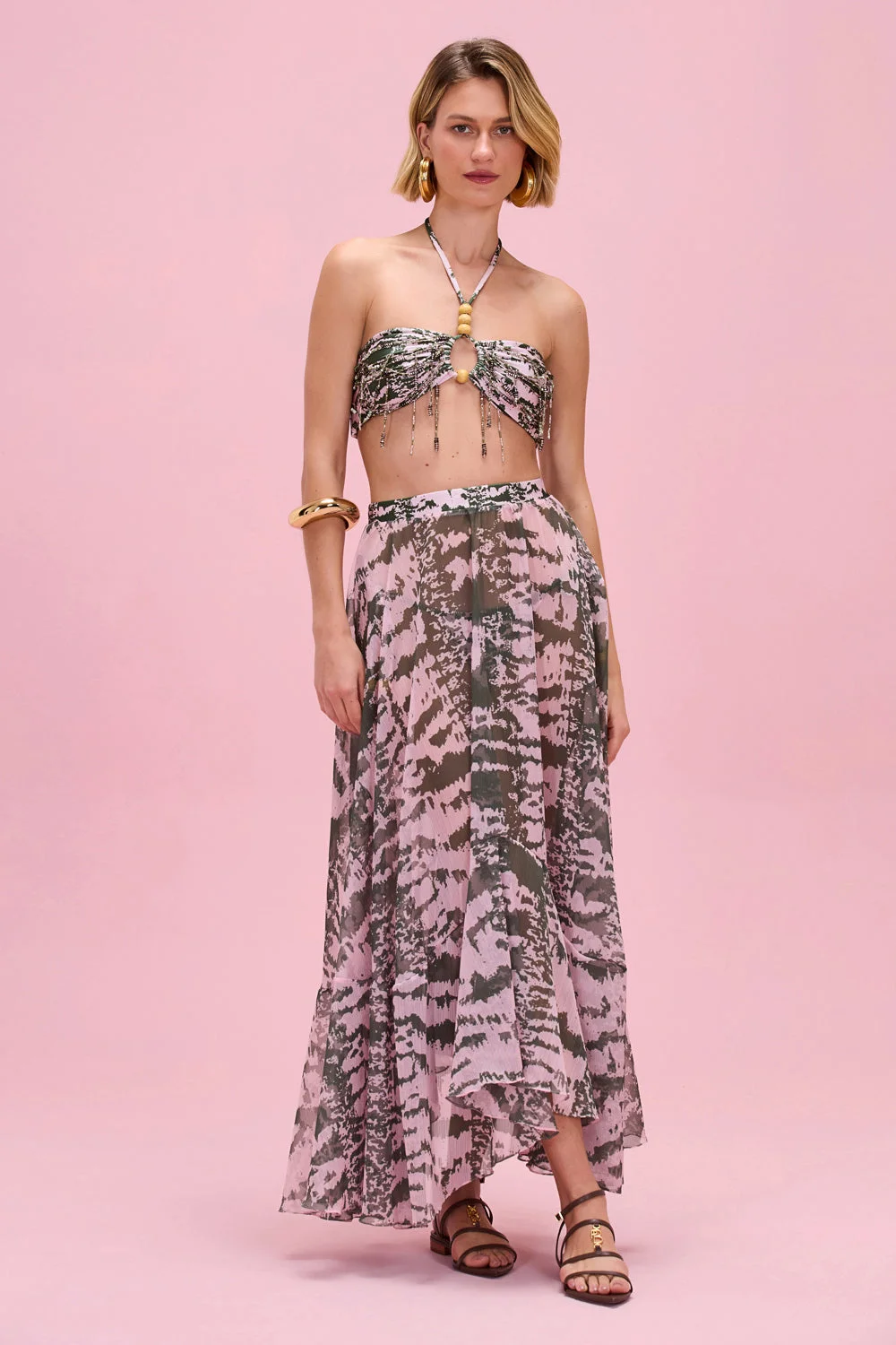 BOTANIC STRIPE MAXI SKIRT - 1