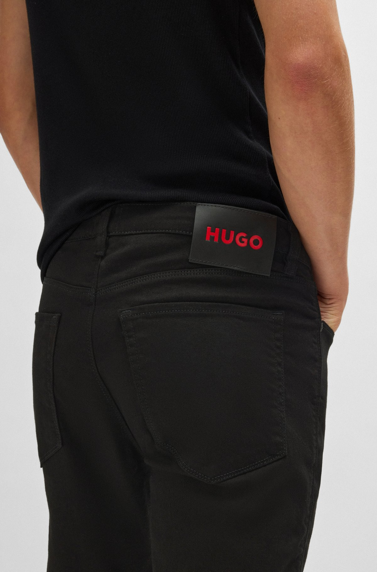 EXTRA-SLIM-FIT JEANS IN ULTRA-BLACK STRETCH DENIM - 5
