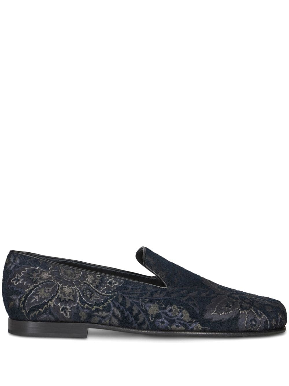 floral-motif patterned-jacquard loafers - 1