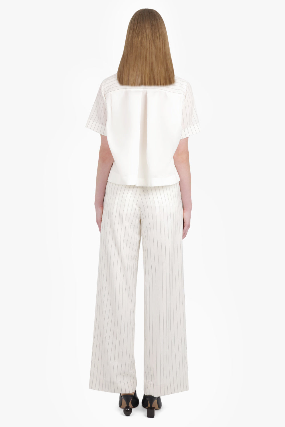 HIGH WAISTED STRAIGHT LEG STRIPE PANT | OFF WHITE/BLACK - 5