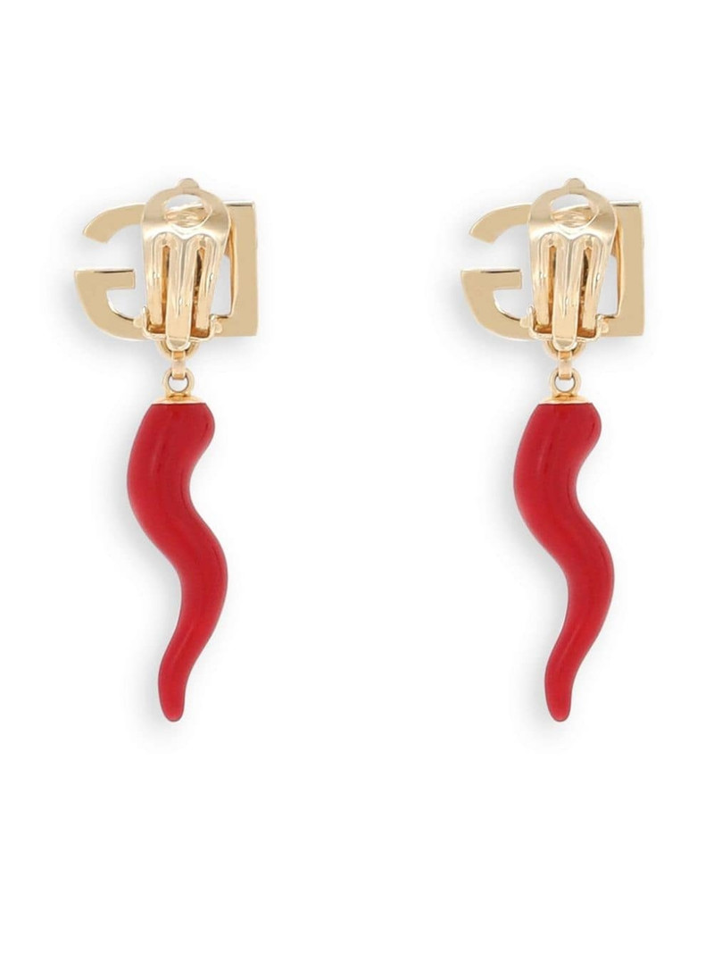 Dolce & Gabbana DG horn drop clip-on earrings outlook
