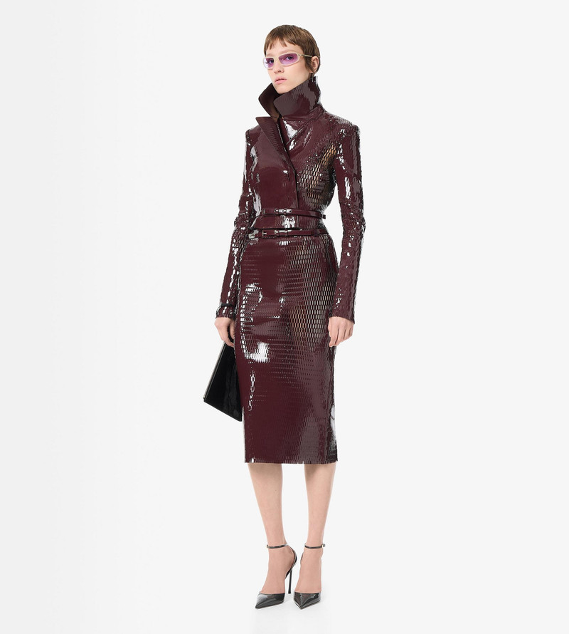 PERFORATED PATENT CALF LEATHER DOUBLE BREASTED JACKET 3