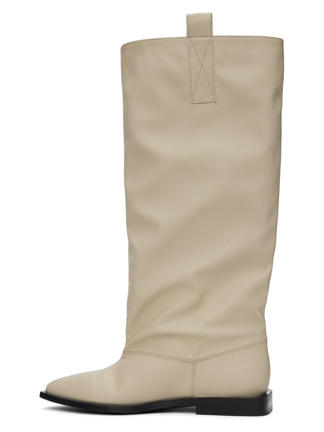 Beige Western Loose Flat Tubular Boots - 3