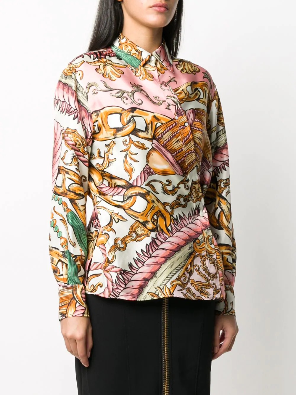 chain-print silk shirt - 3