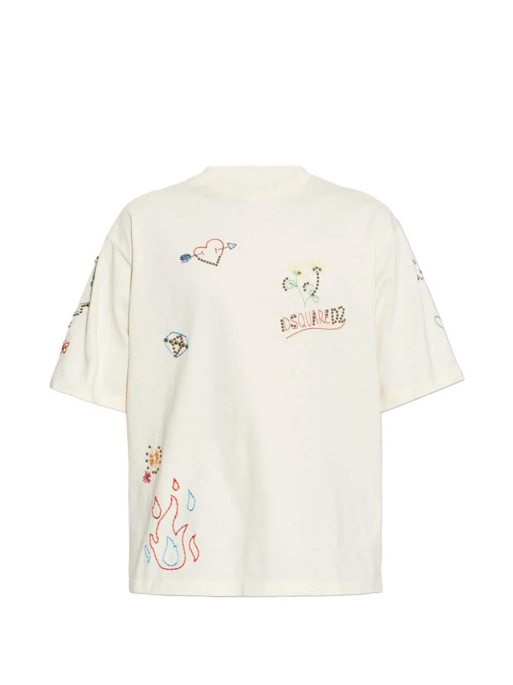 crew-neck embroidered T-shirt - 1
