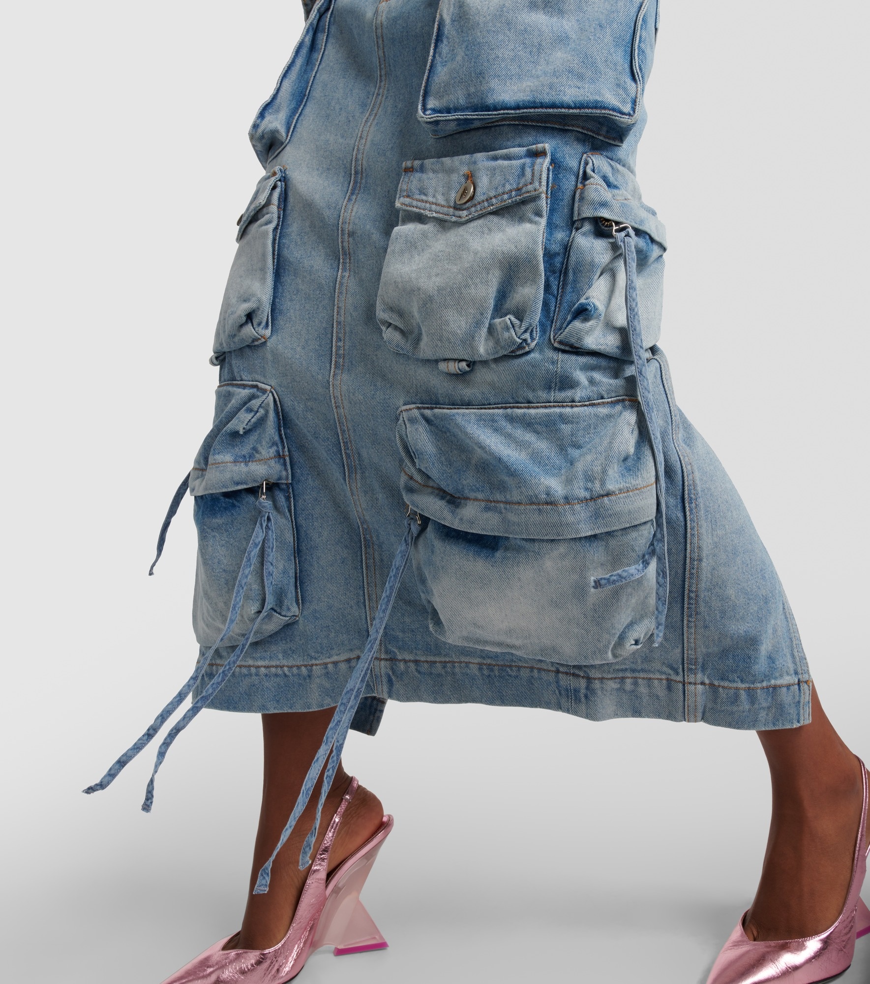 Cargo denim midi skirt - 5