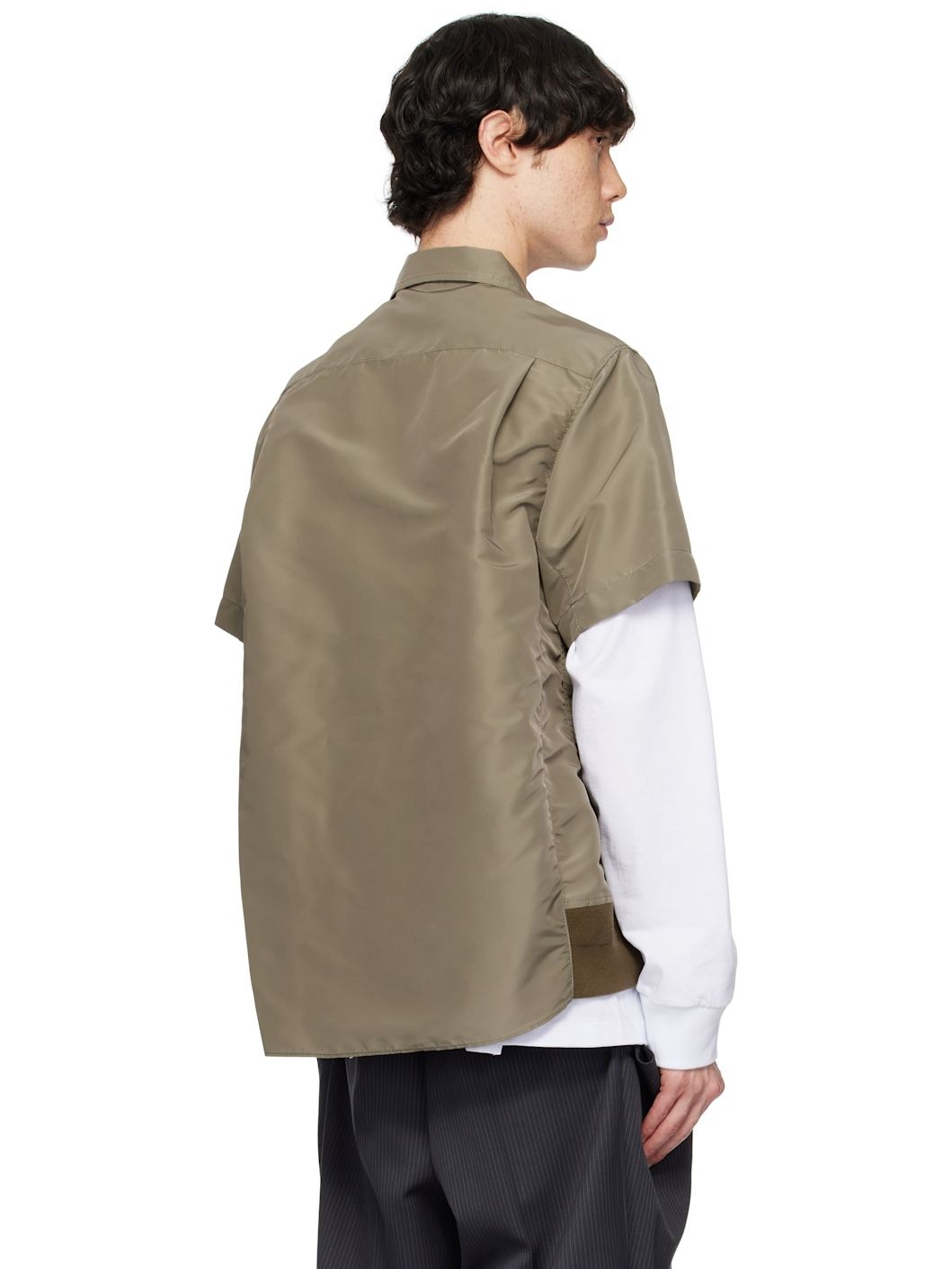 Taupe Nylon Twill Shirt - 3
