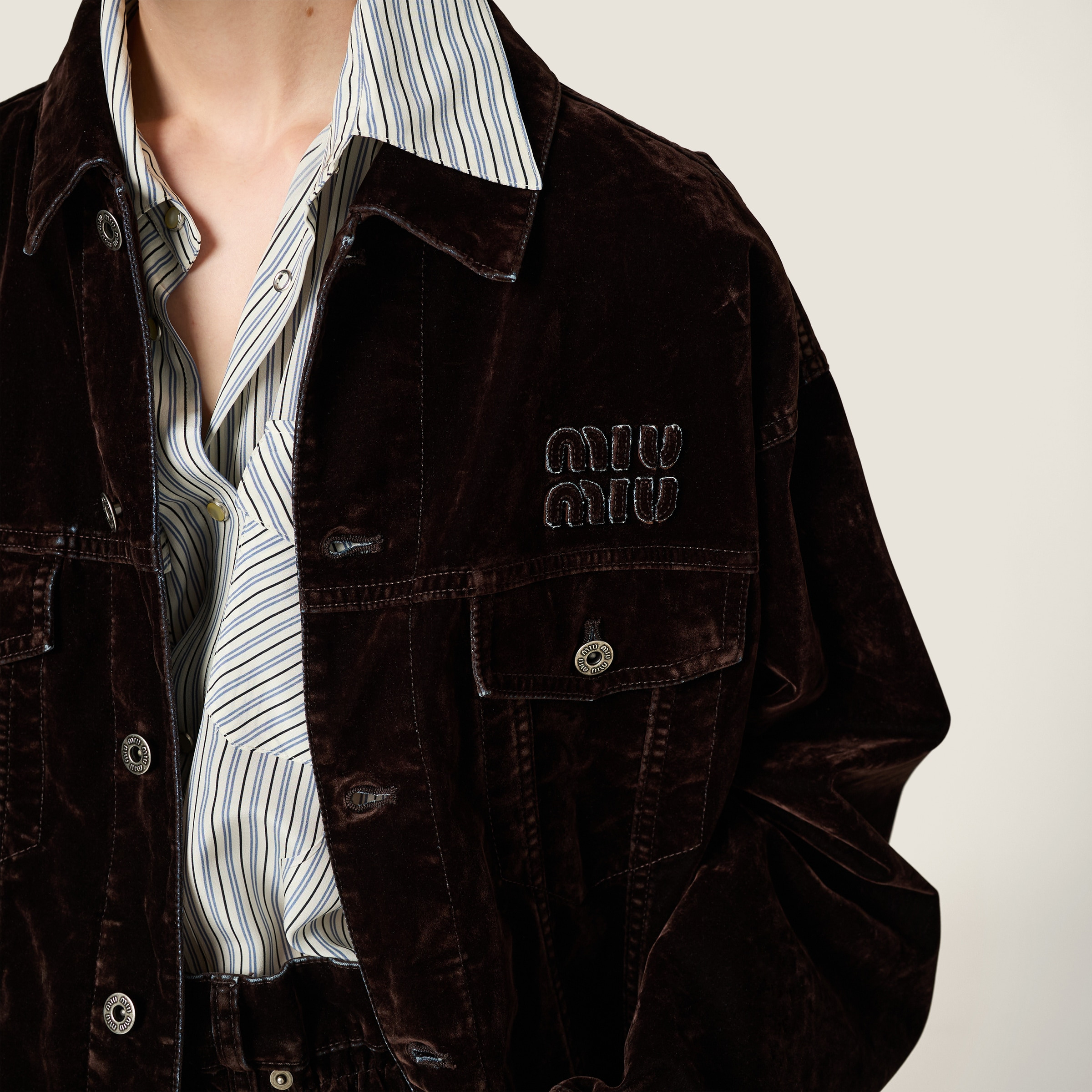 Flocked chambray jacket - 6