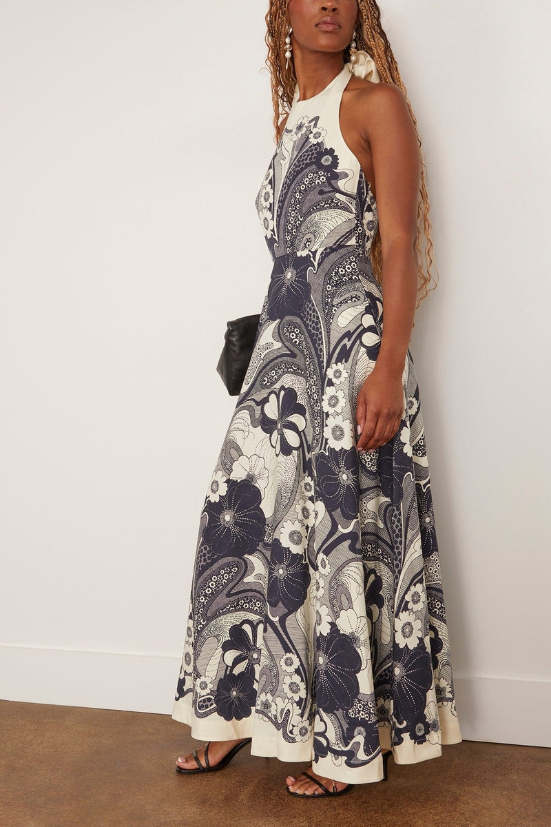 ALÉMAIS Mickey Midi Dress in Navy outlook