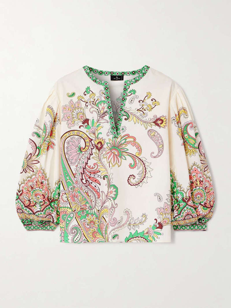 Printed cotton-poplin blouse White 1