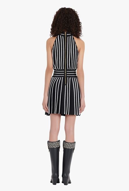 Short black and white striped jersey dress - 3